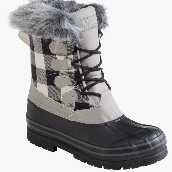 Natural Reflections Plaid Black and Gray Winter Boots - Picture 1 of 6